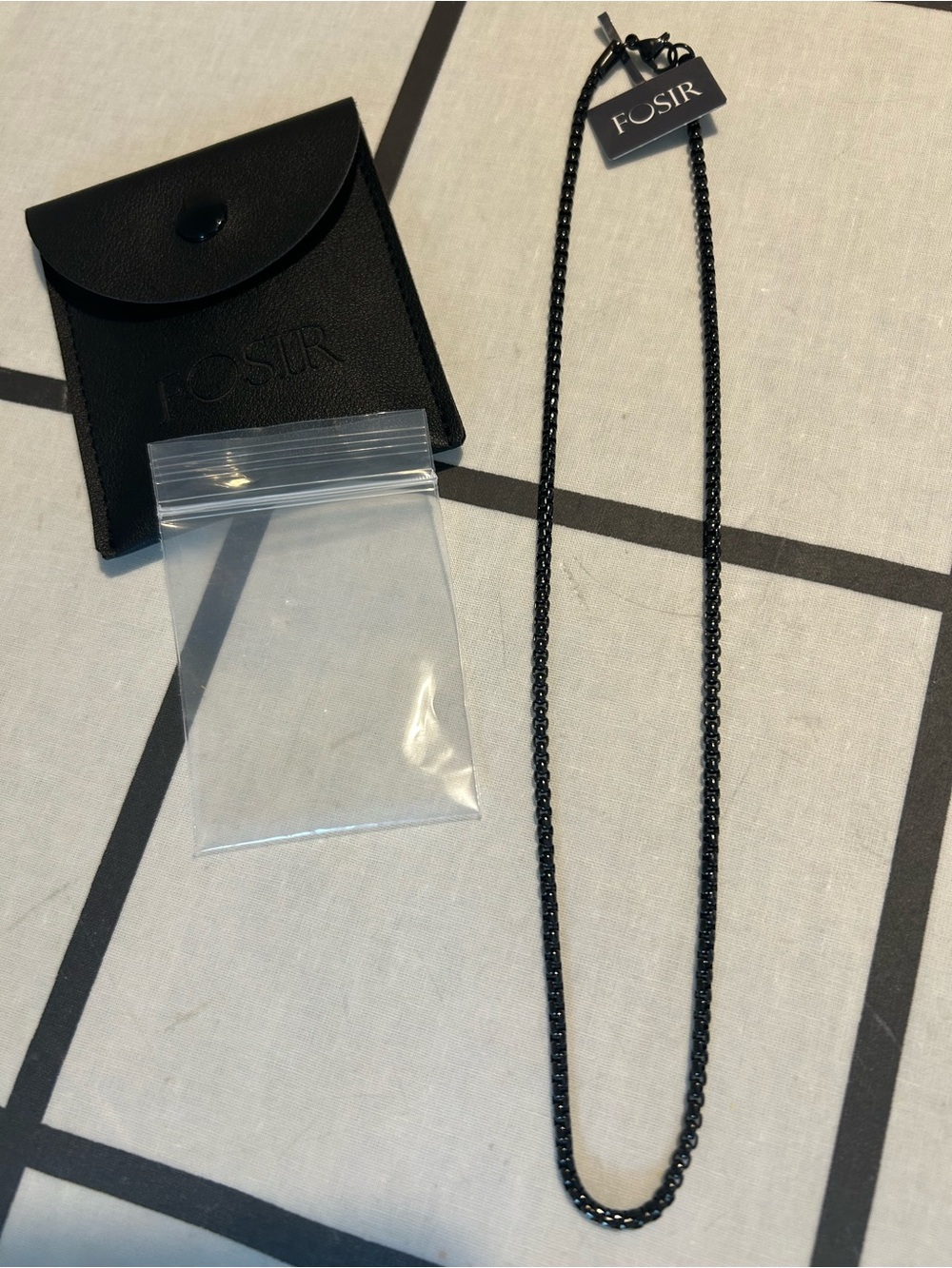 FOSIR Unisex Black Woven Chain Necklace